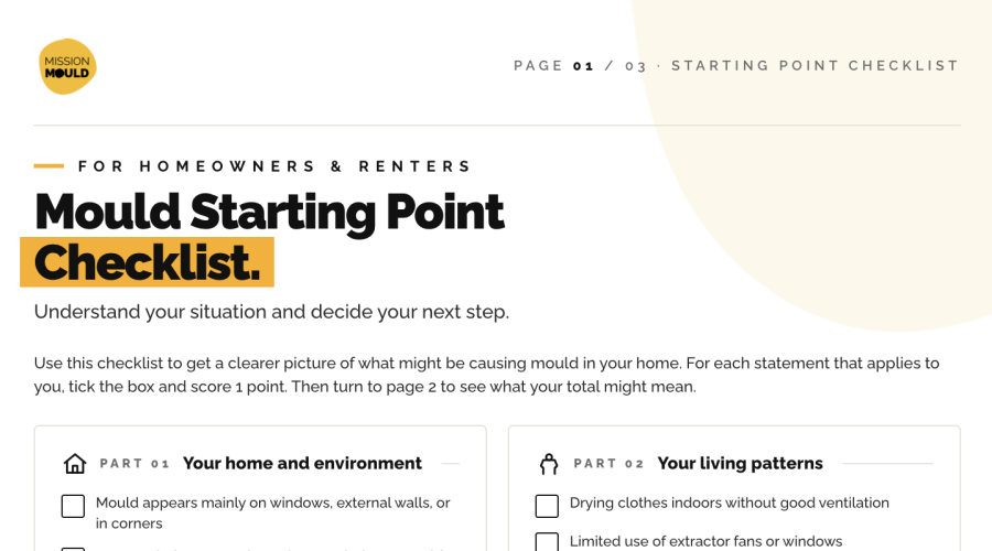 Mould Starting Point checklist